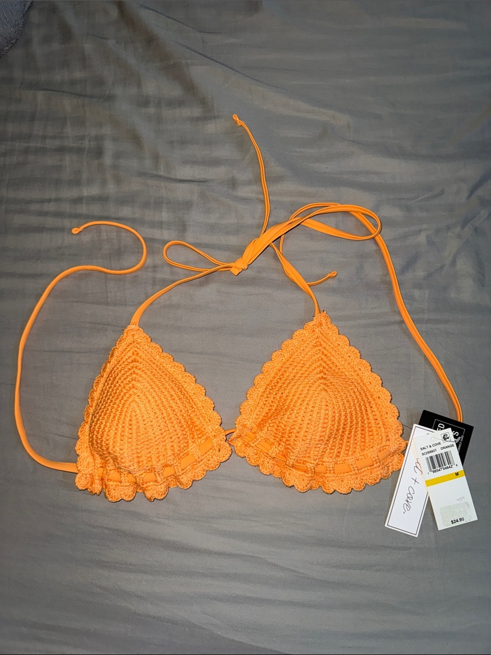 Salt + Cove Women's Medium Crochet Bandeau Top - Bright Orange NWT